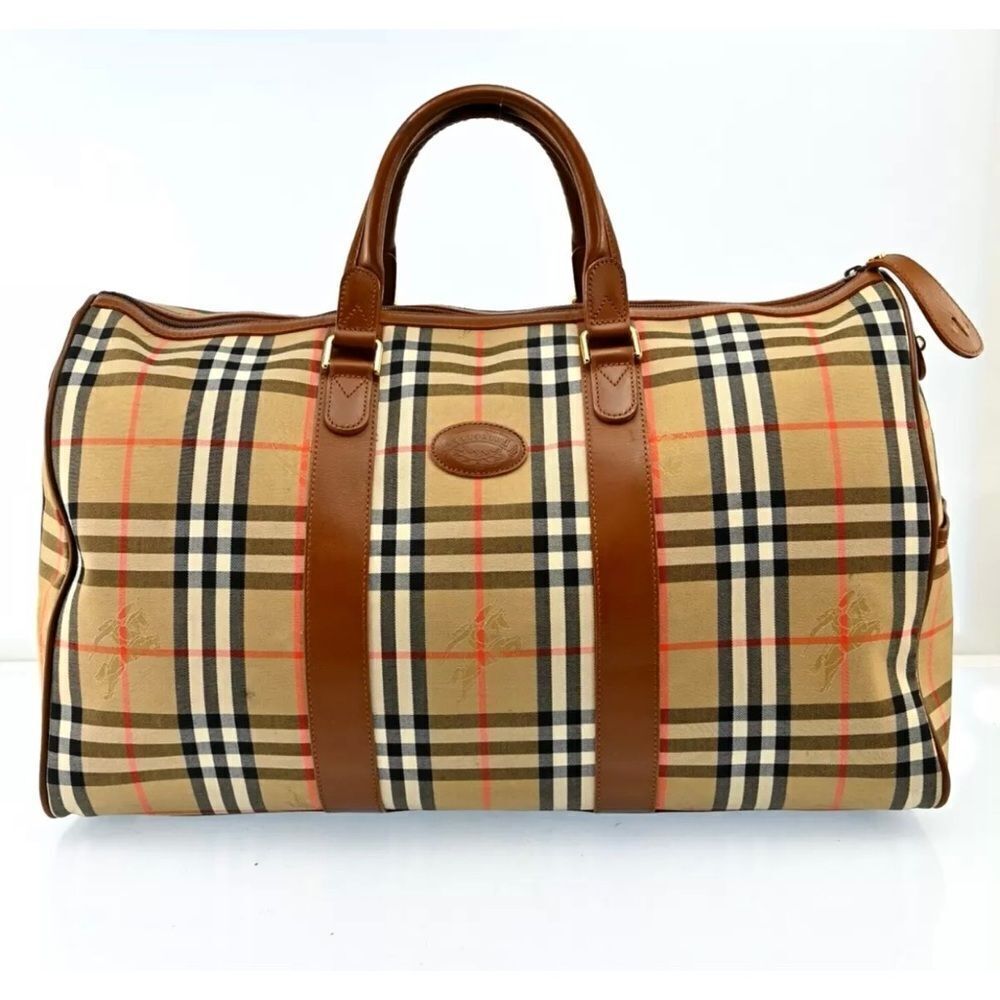 BURBERRY NOVA CHECK Canvas Leather Travel Bag 🧳 50cm